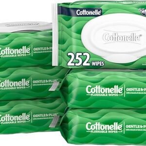 Cottonelle GentlePlus Flushable Wet Wipes with Aloe & Vitamin E, 6 Flip-Top Packs, 42 Wipes Per Pack (252 Total Wipes), Packaging May Vary