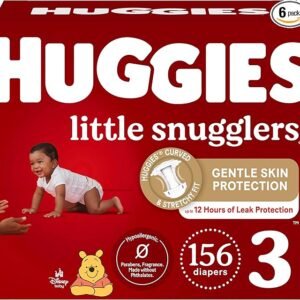 Huggies Size 3 Diapers, Little Snugglers Baby Diapers, Size 3 (16-28 lbs), 156 Ct (6 packs of 26)